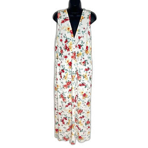 Klaxons Floral Sleeveless Maxi Dress White Red Size 3XL